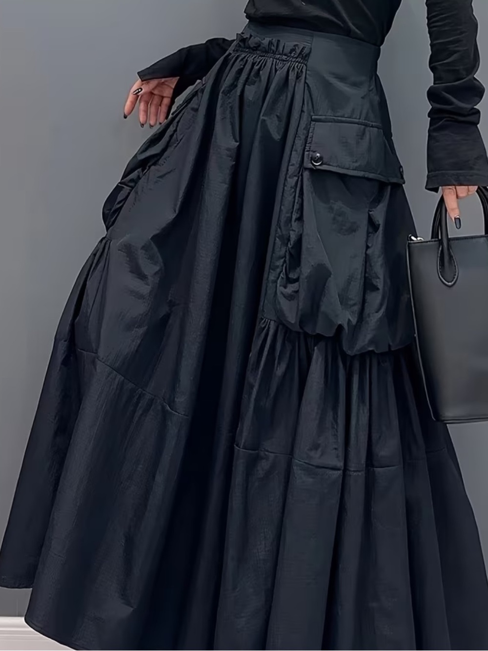 Solid Color Pocket Skirt